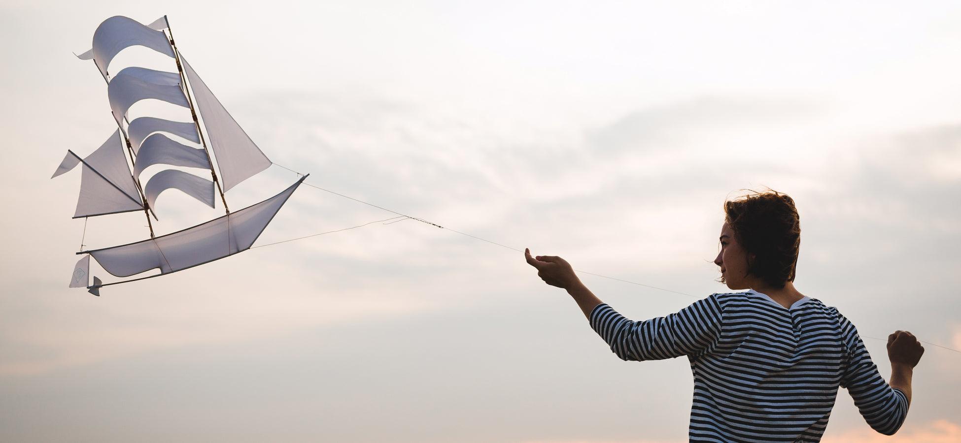 The classic Sailing Ship Kite by Haptic Lab really flies in the air, and doubles as a baby mobile.