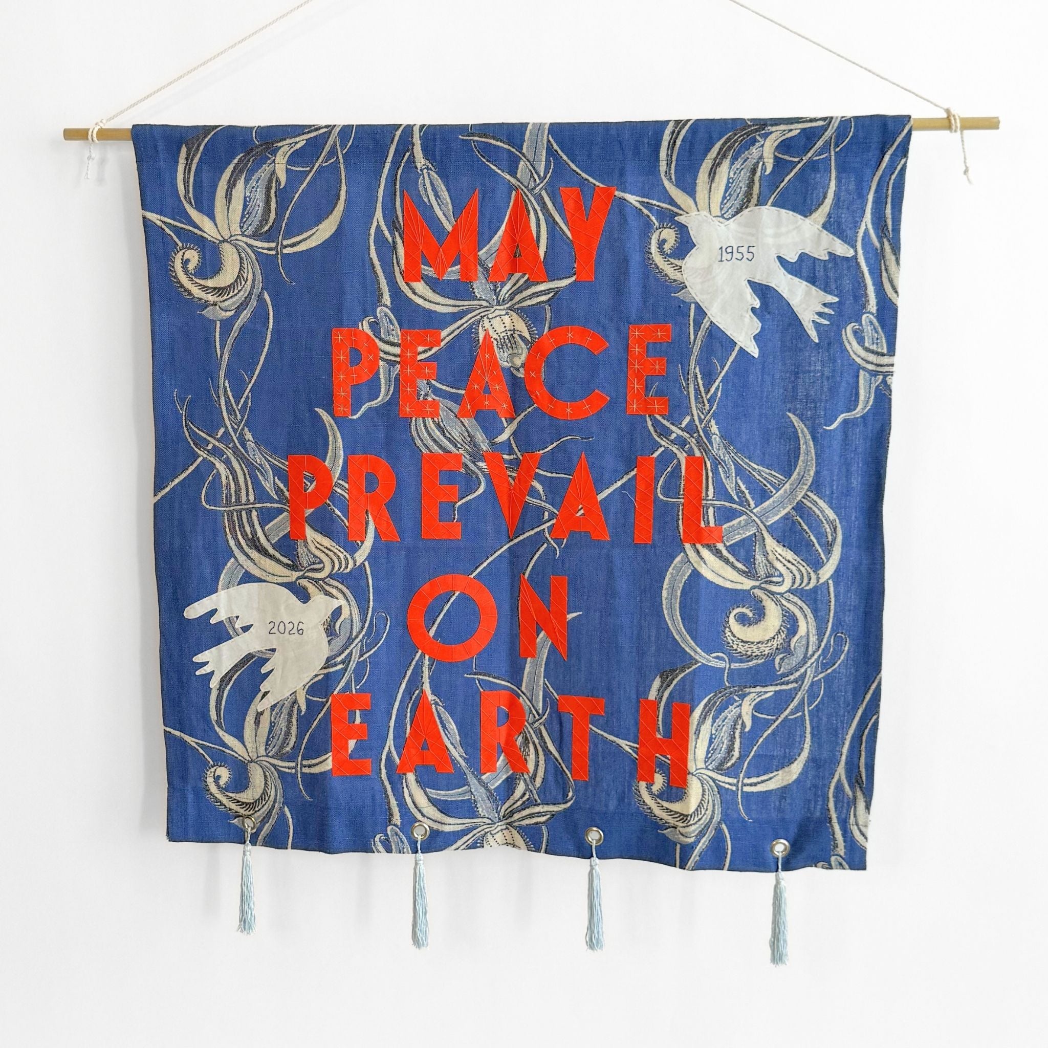 May Peace Prevail on Earth (blue linen)