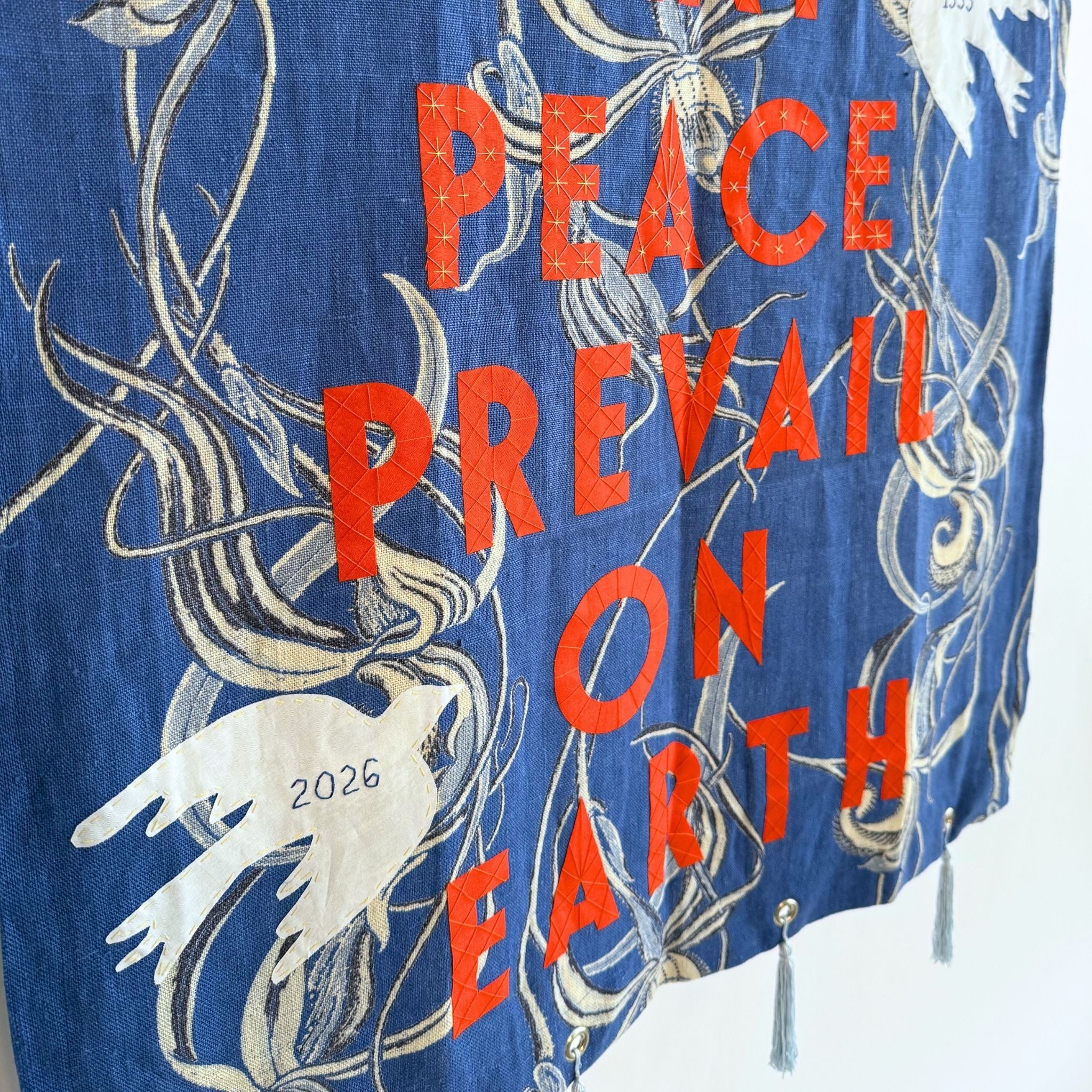 May Peace Prevail on Earth (blue linen)