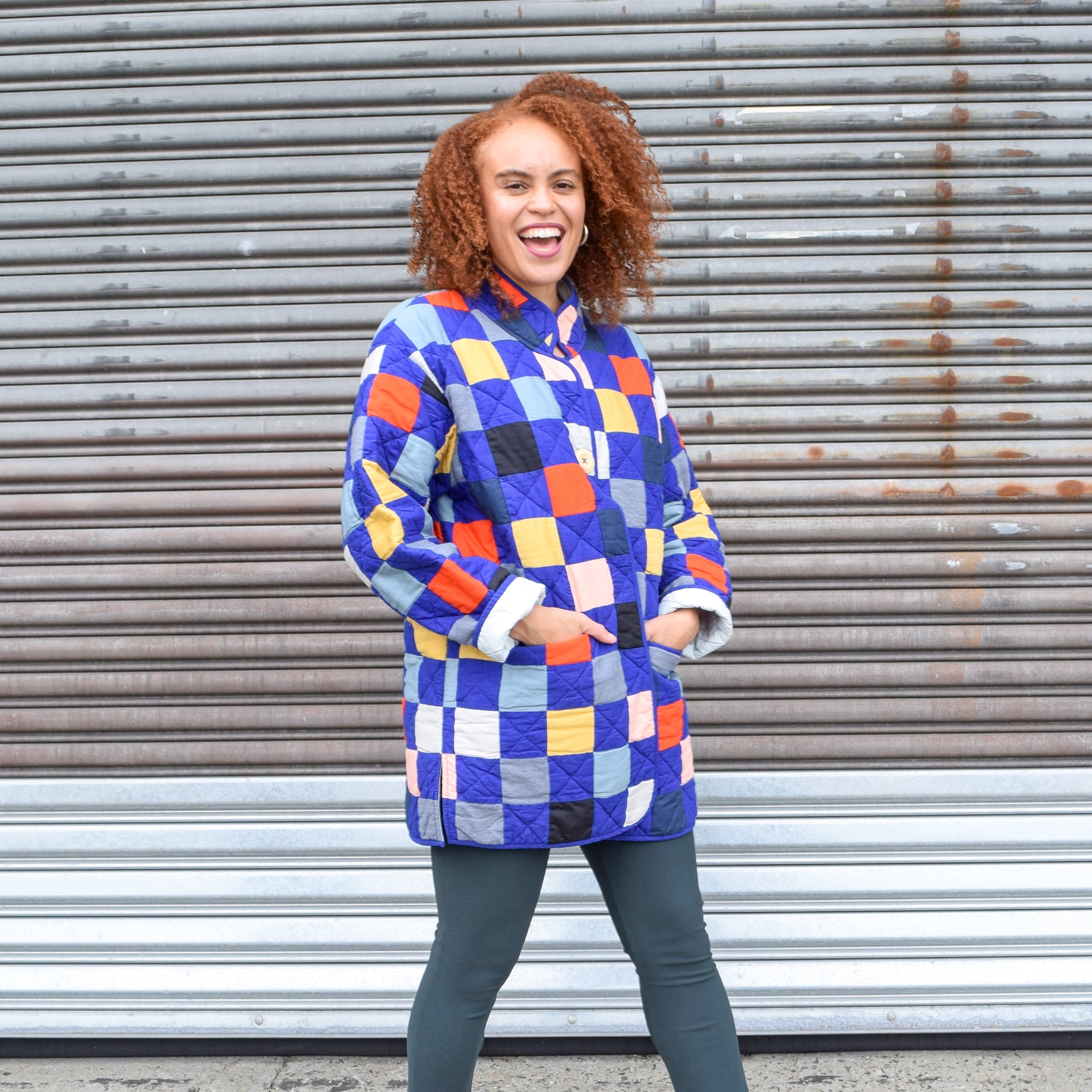 Blue Terrazzo Quilt Coat