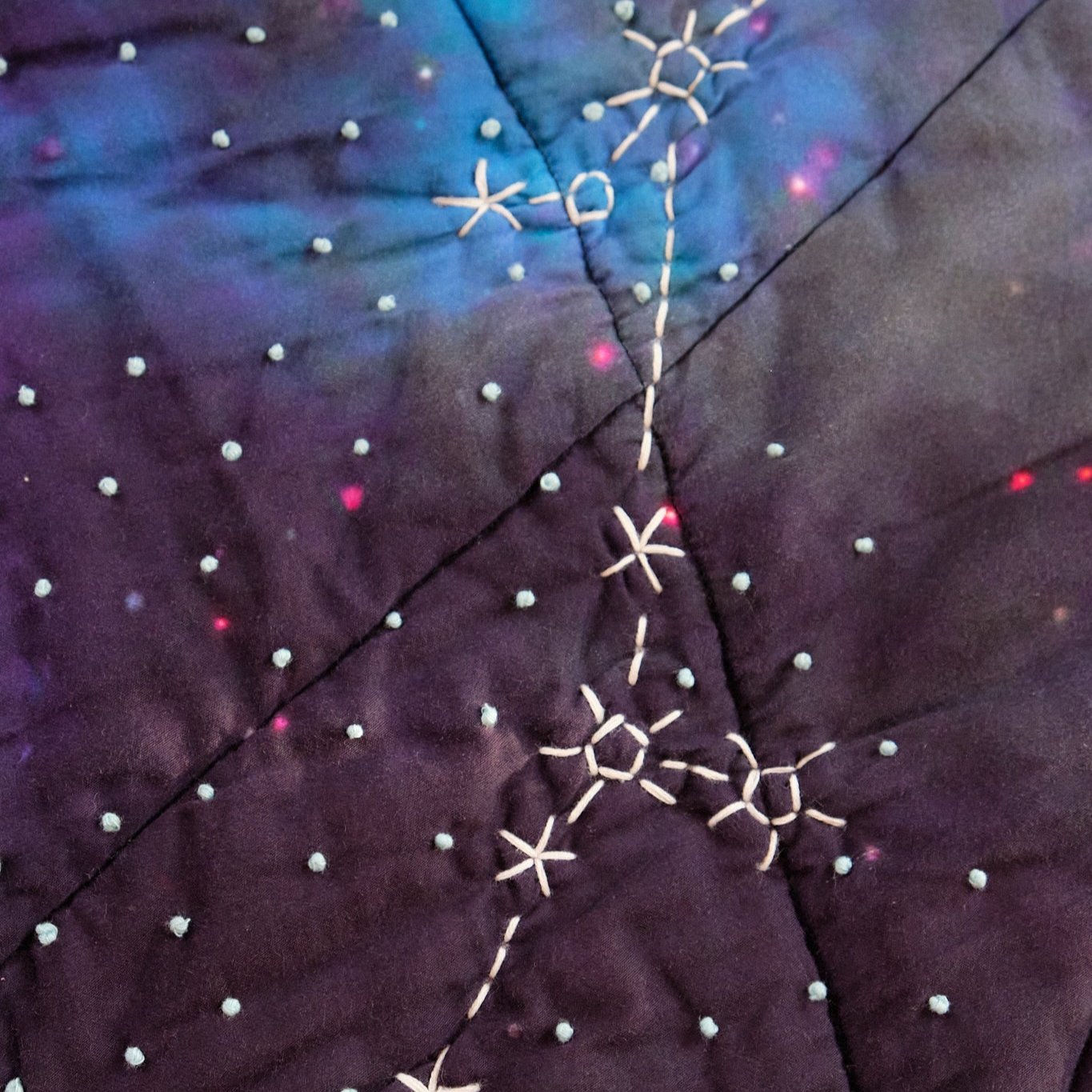 Detail shot of the milky way on the Galileo Quilt