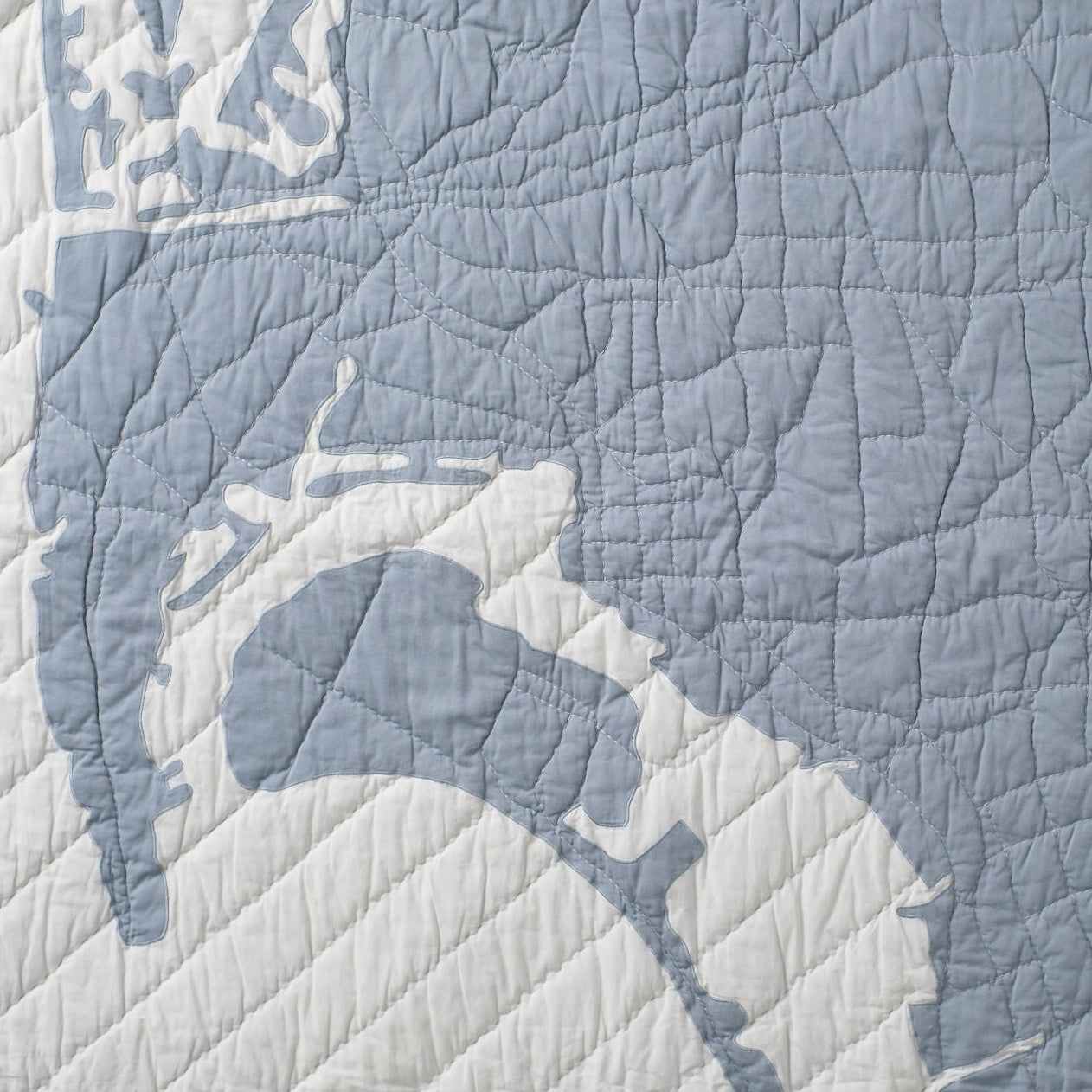 Close up of quilted map of San Diego