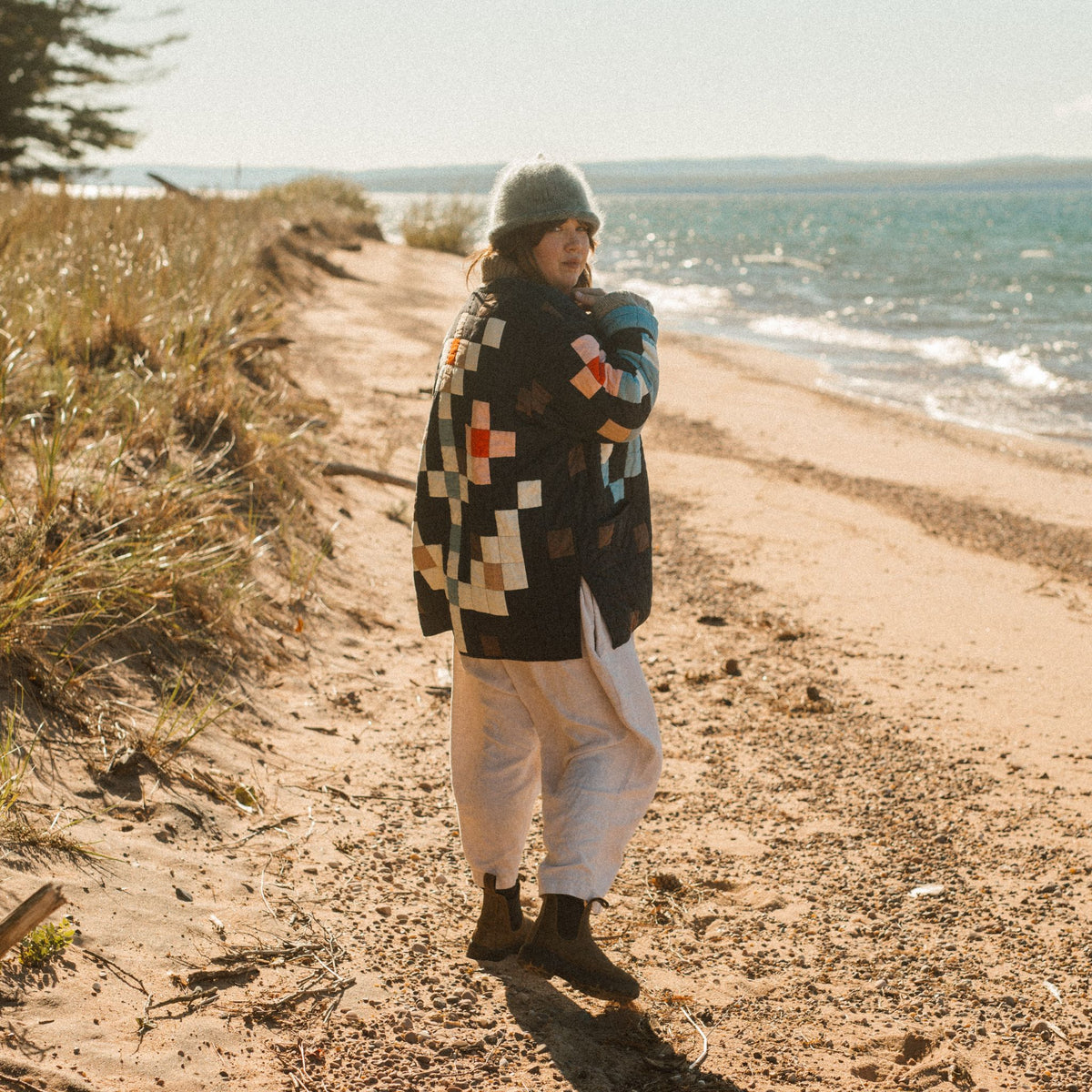 Black Flower Quilt Coat - Rubinski Works x Haptic Lab