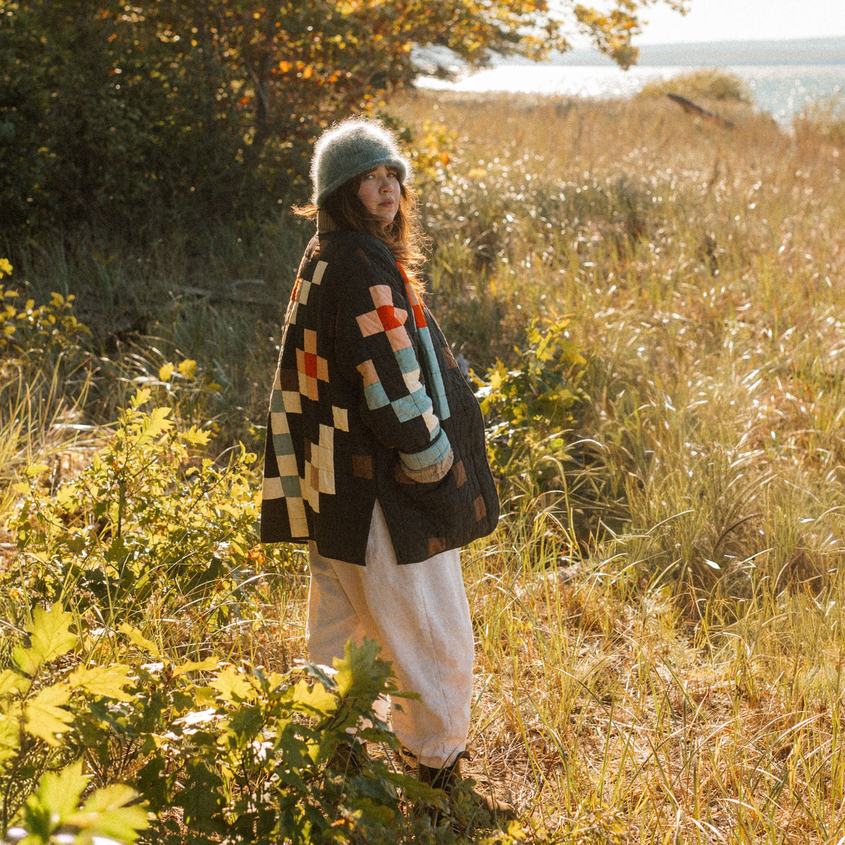 Black Flower Quilt Coat - Rubinski Works x Haptic Lab