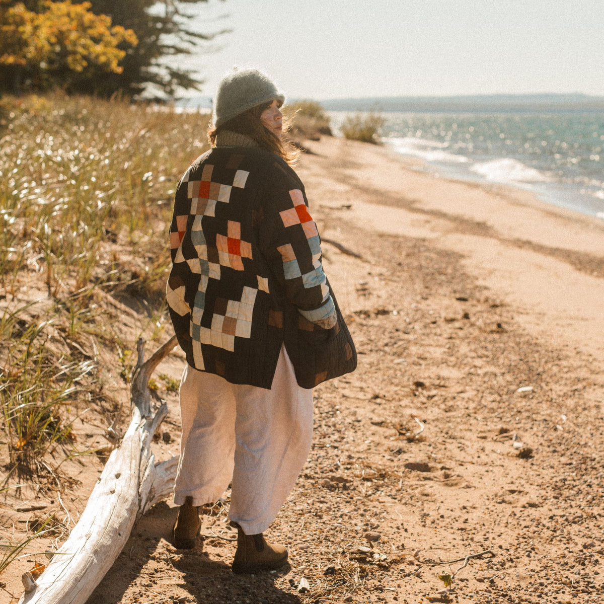 Black Flower Quilt Coat - Rubinski Works x Haptic Lab
