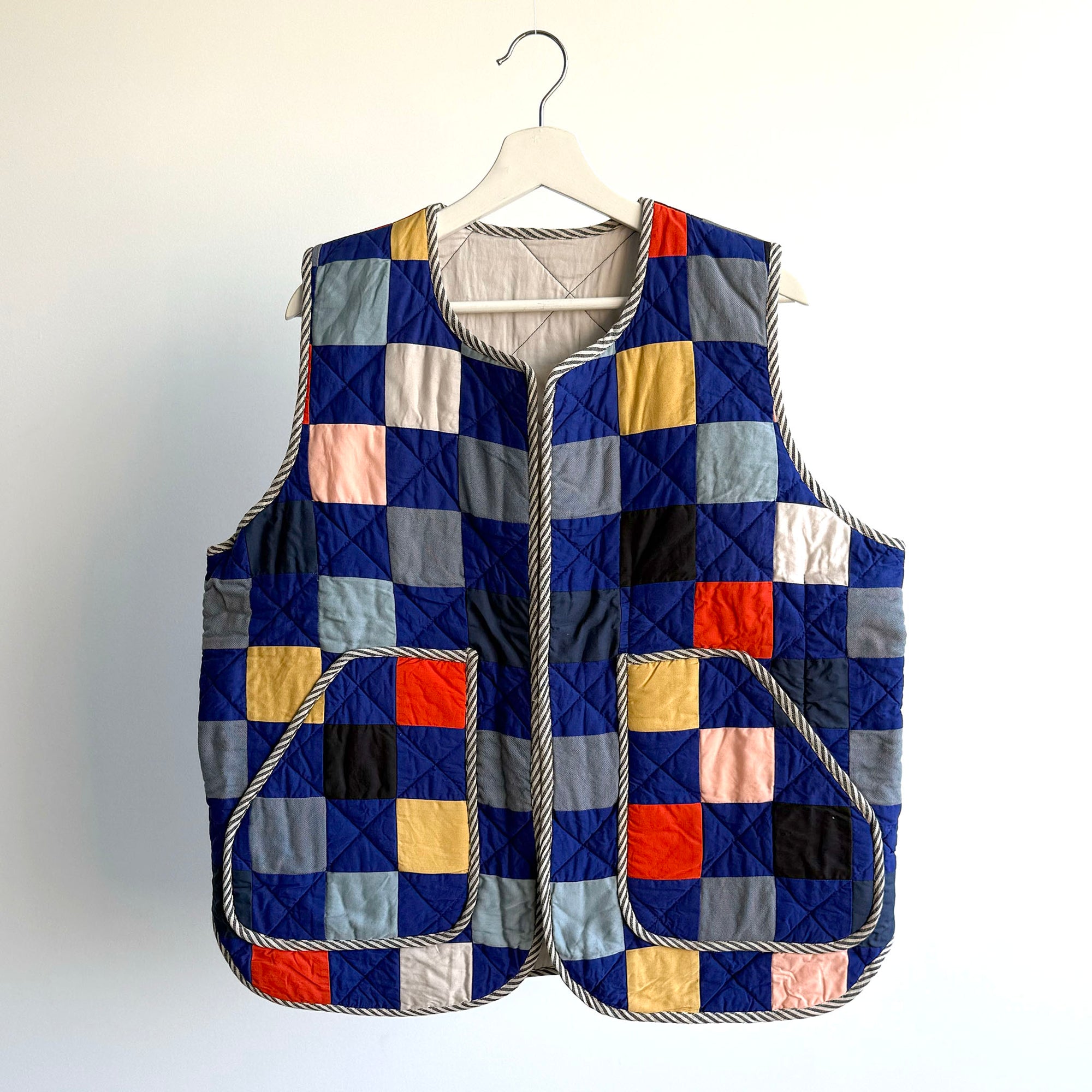 Medium Patchwork Vest - Striped Binding (SAMPLE)