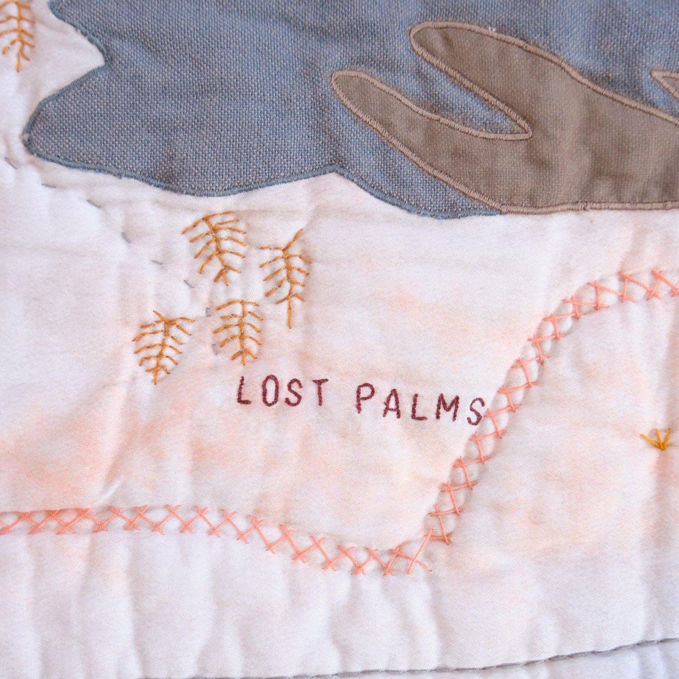 Close up of the Lost Palms on the Joshua Valley quilt