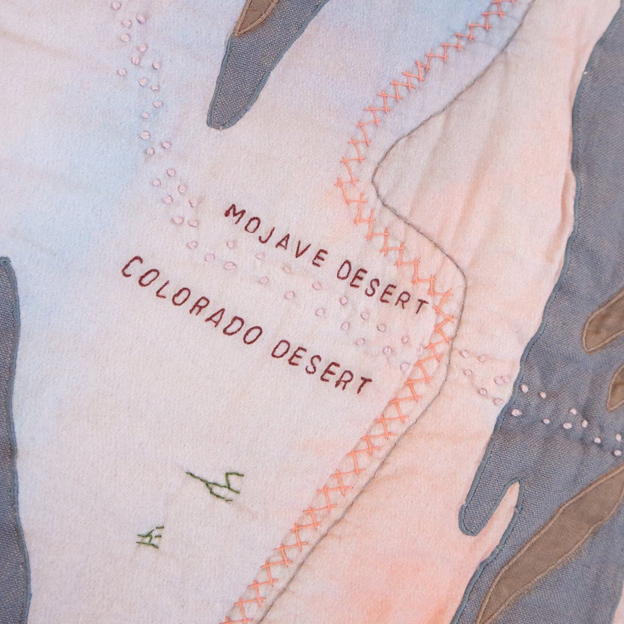 The divide between the Mojave Desert & Colorado Desert on the Joshua Tree quilt