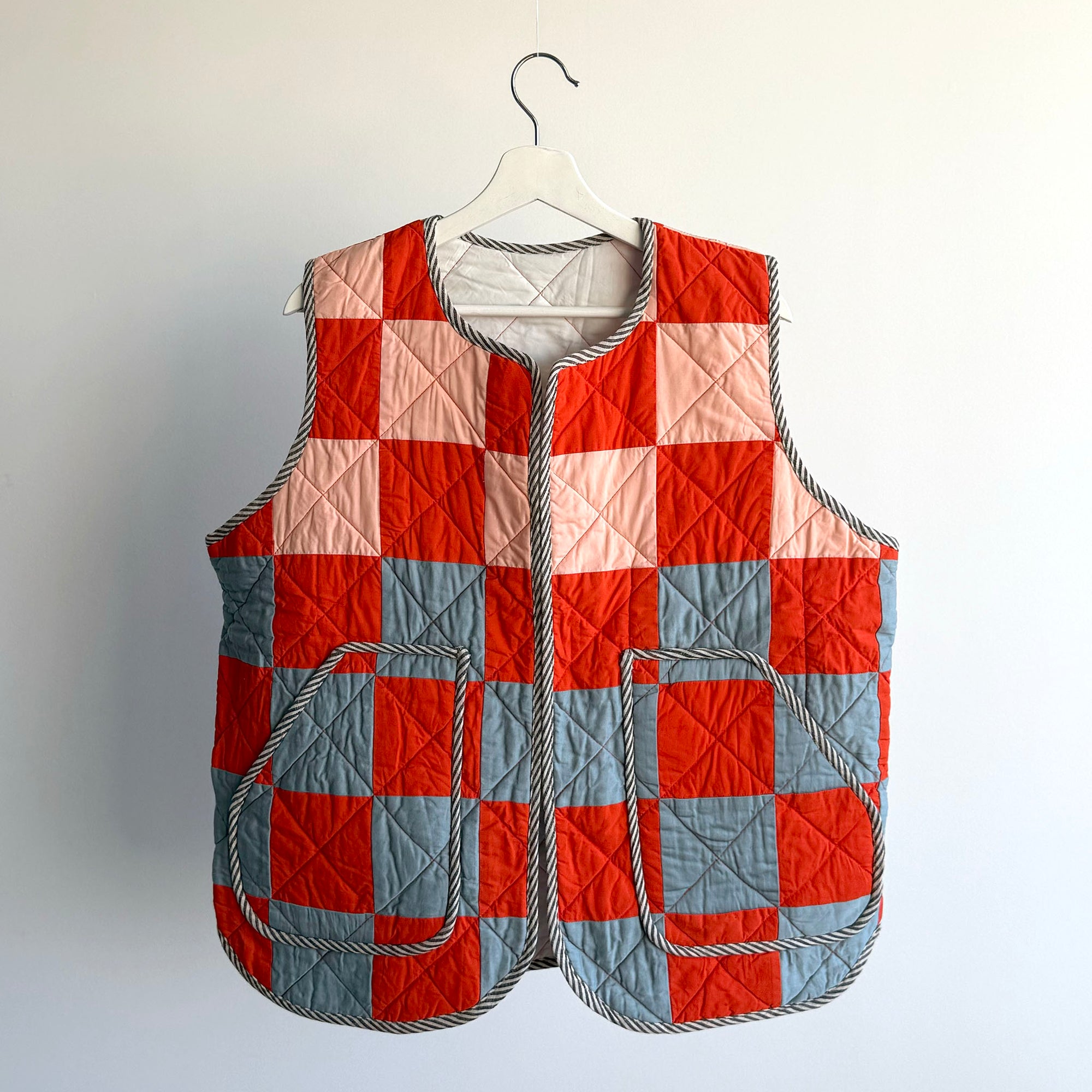Medium Patchwork Vest - Striped Binding (SAMPLE)