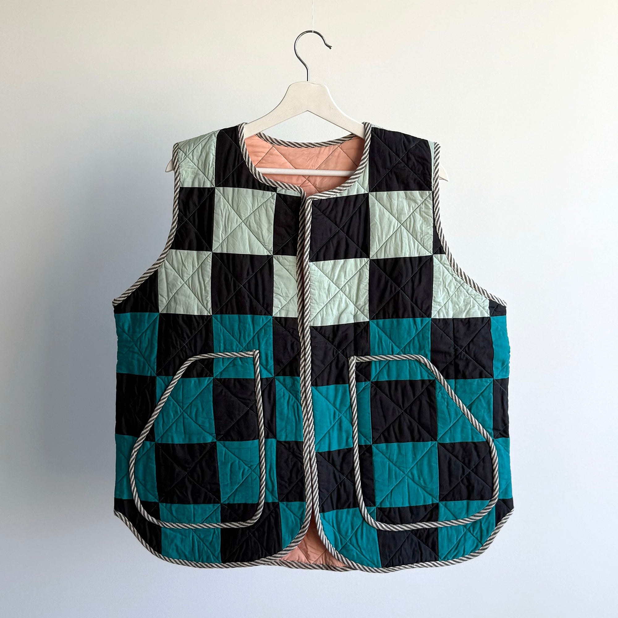 Medium Patchwork Vest - Striped Binding (SAMPLE)