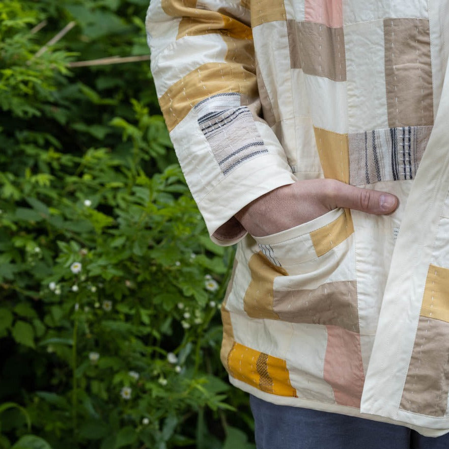Close up of Inverted Stair - Haptic Lab Spring Quilt Coat